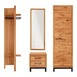 Wohnen Dielenmöbel aus Kernbuche & Eisen - Dimphi (vierteilig)