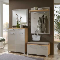 Wohnen Dielenmöbel Diecca in Taupe Eiche Bianco (vierteilig)