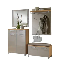 Wohnen Dielenmöbel Diecca in Taupe Eiche Bianco (vierteilig)