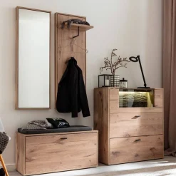 Wohnen Dielenmöbel Kombination in Wildeiche - Vapposia (vierteilig)