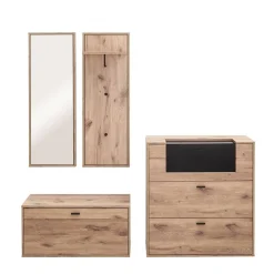 Wohnen Dielenmöbel Kombination in Wildeiche - Vapposia (vierteilig)