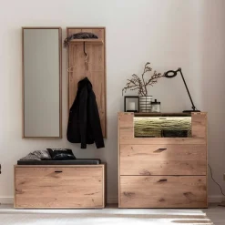 Wohnen Dielenmöbel Kombination in Wildeiche - Vapposia (vierteilig)