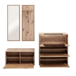 Wohnen Dielenmöbel Kombination in Wildeiche - Vapposia (vierteilig)