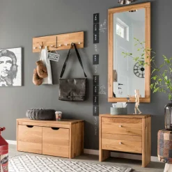 Wohnen Dielenmöbel Set Delvestra aus Wildeiche Massivholz (vierteilig)