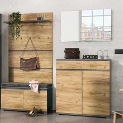 Wohnen Garderoben|Garderoben*Dielenmöbel Set in Dekor Wildeiche - Orsecca (vierteilig)