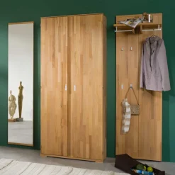 Wohnen Diele Komplett|Garderoben*Dielenmöbel Set Wislama aus Kernbuche Massivholz (dreiteilig)