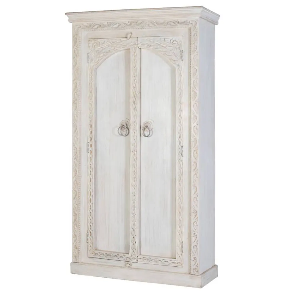 Wohnen Garderobenschränke*Dielenschrank in Mangoholz White Wash - Intiatos