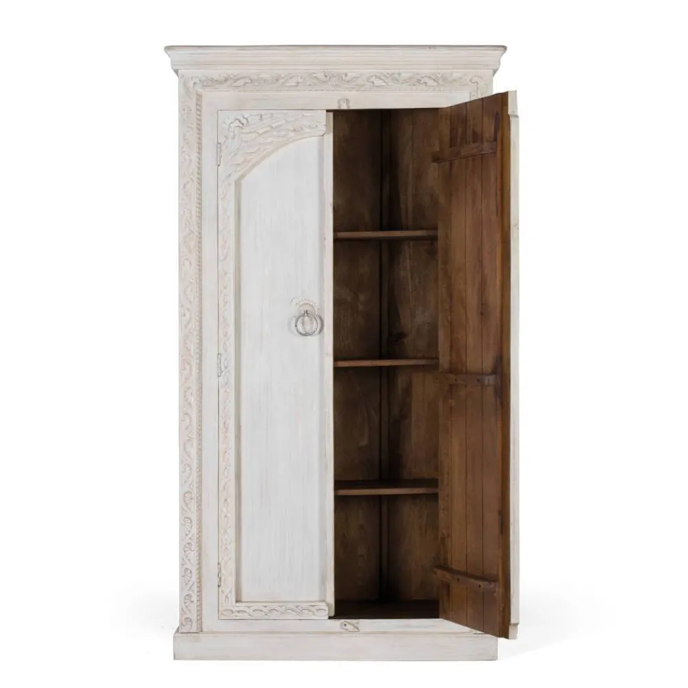 Wohnen Garderobenschränke*Dielenschrank in Mangoholz White Wash - Intiatos