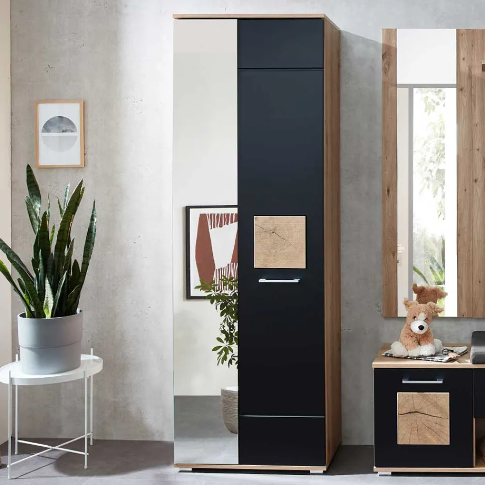 Wohnen Garderobenschränke*Dielenschrank mit Spiegel - 65x195x38 - Zelio