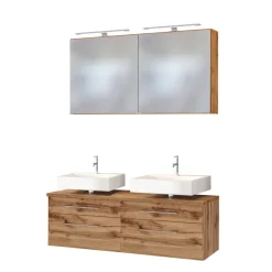 Wohnen Glasmöbel|Badezimmer Komplett*Doppel Unterbeckenschrank Set - Userina (dreiteilig)