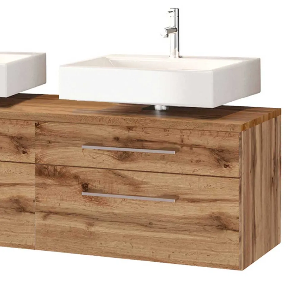 Wohnen Glasmöbel|Badezimmer Komplett*Doppel Unterbeckenschrank Set - Userina (dreiteilig)