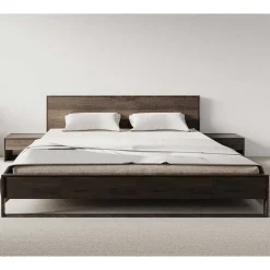 Wohnen Naturholzmöbel|Betten*Doppelbett Bettgestell aus Eiche in Braun - Vasteca