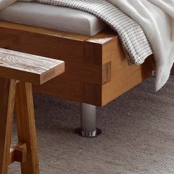 Wohnen Doppelbett in Balkenoptik Chicola aus Wildeiche Massivholz
