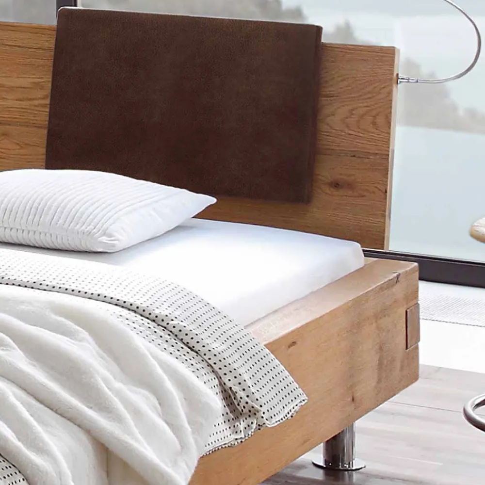 Wohnen Doppelbett in Balkenoptik Chicola aus Wildeiche Massivholz