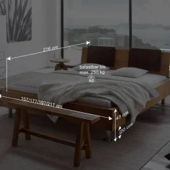 Wohnen Doppelbett in Balkenoptik Chicola aus Wildeiche Massivholz