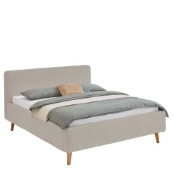 Wohnen Doppelbett mit Bettkasten in Beige Webplüsch - Samuele