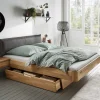 Wohnen Doppelbett mit zwei Bettkästen aus Wildeiche - Zennian
