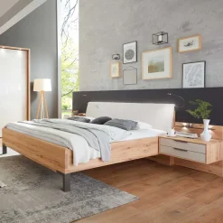 Wohnen Graue Möbel*Doppelbett Set mit Nachtkommoden - Krofun (dreiteilig)