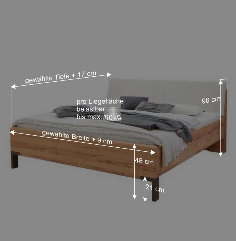 Wohnen Graue Möbel*Doppelbett Set mit Nachtkommoden - Krofun (dreiteilig)