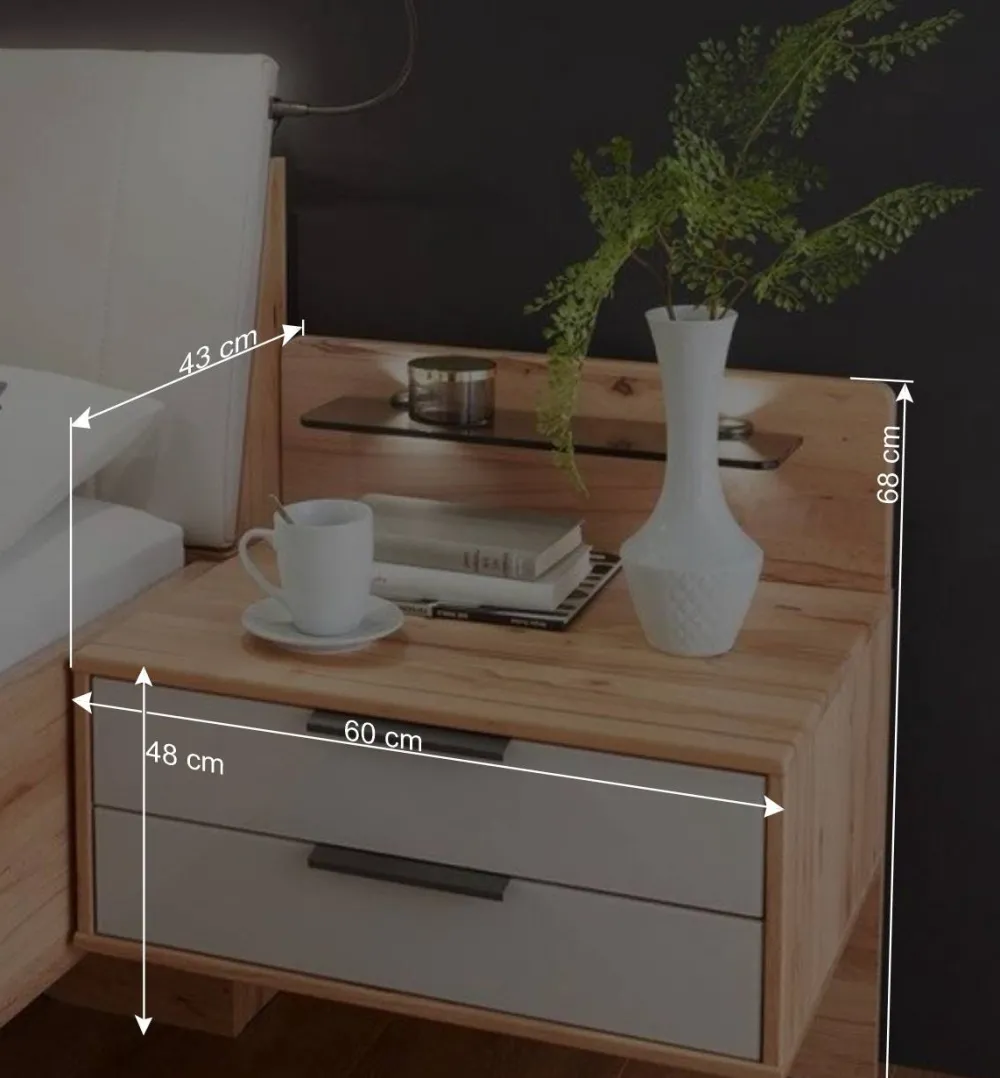 Wohnen Graue Möbel*Doppelbett Set mit Nachtkommoden - Krofun (dreiteilig)