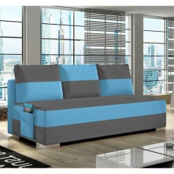Wohnen Doppelschlafsofa in Grau und Türkis Blau - Lician