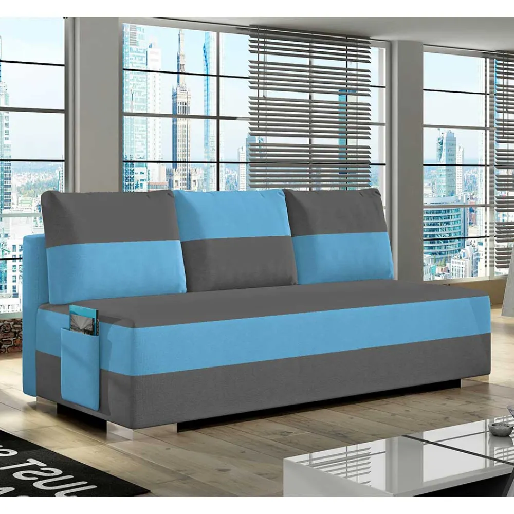 Wohnen Doppelschlafsofa in Grau und Türkis Blau - Lician