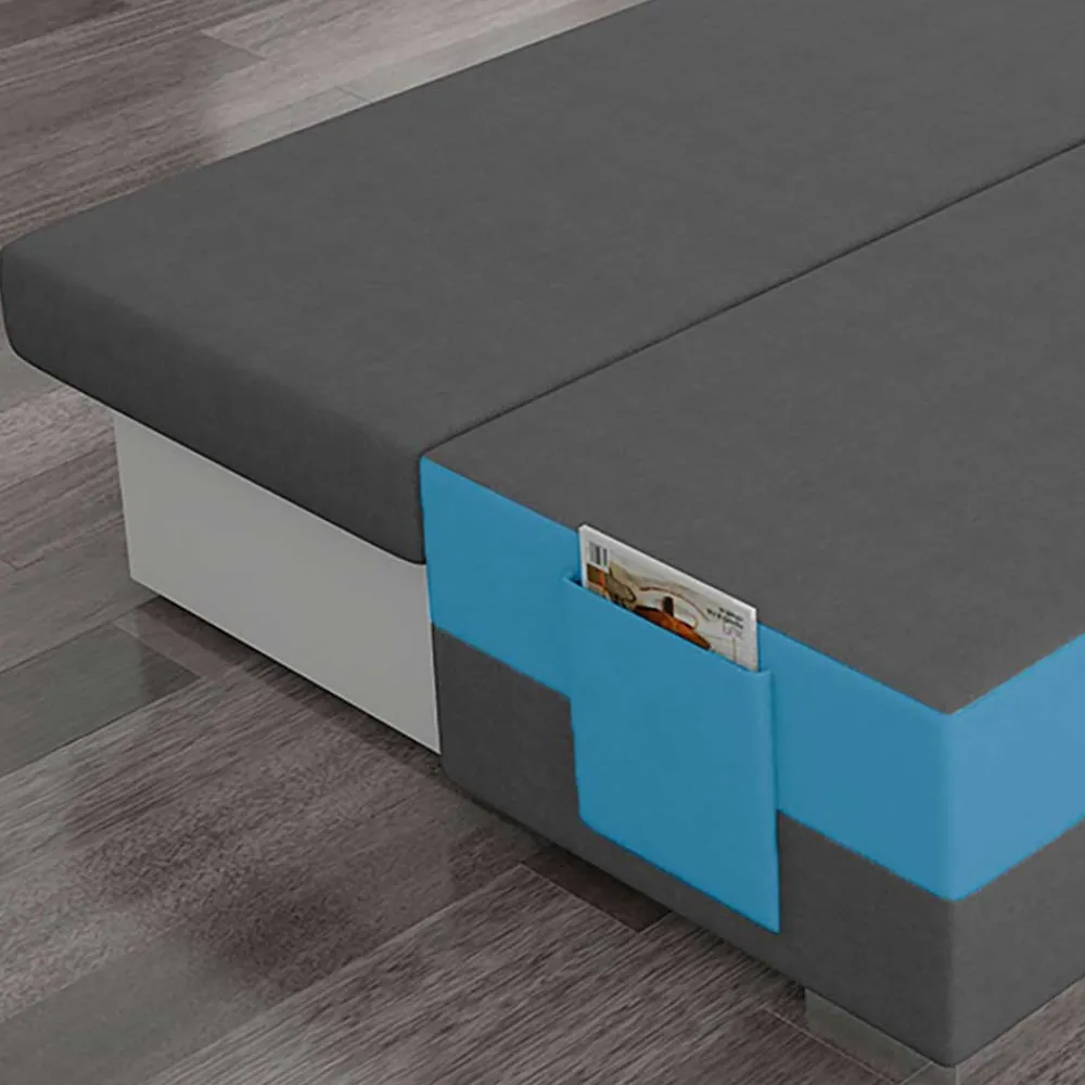 Wohnen Doppelschlafsofa in Grau und Türkis Blau - Lician