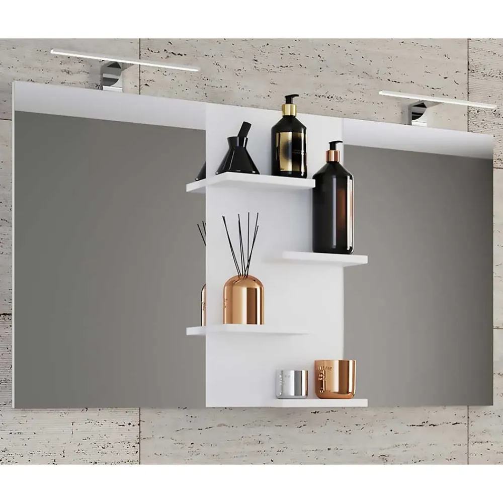 Wohnen Doppelter Badspiegel mit Regal in Weiß - Ynvinata