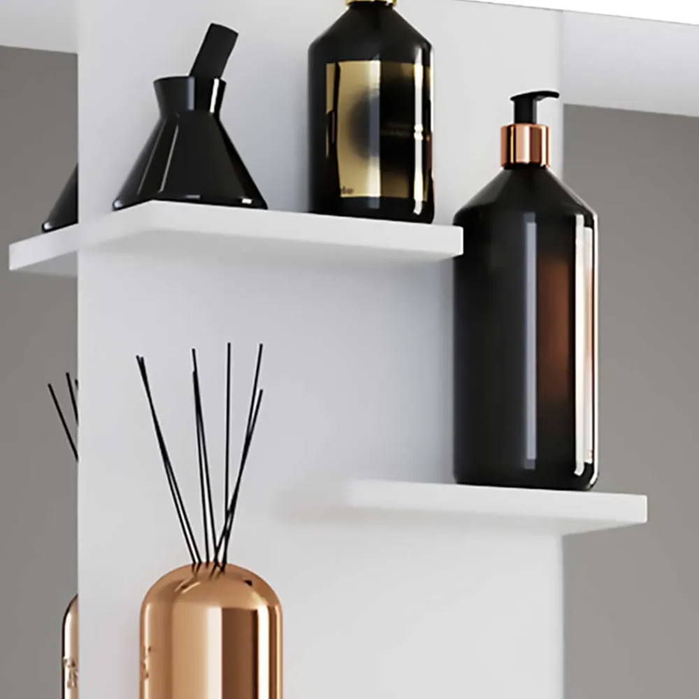 Wohnen Doppelter Badspiegel mit Regal in Weiß - Ynvinata