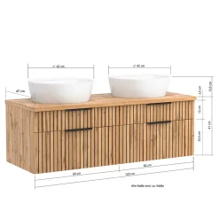 Wohnen Doppelter Waschtisch mit vier Schubladen - Crystoga