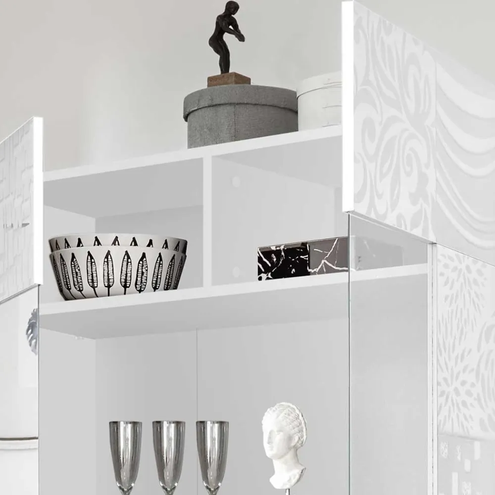 Wohnen Esszimmer-Vitrinen|Vitrinen*Doppeltür Designvitrine in Weiß - Vascaub