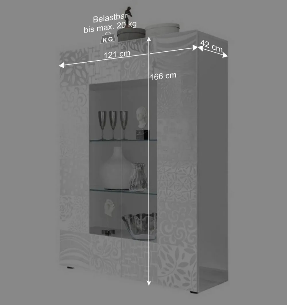 Wohnen Esszimmer-Vitrinen|Vitrinen*Doppeltür Designvitrine in Weiß - Vascaub