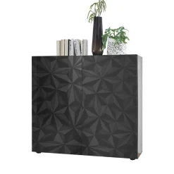 Wohnen Doppeltür Kommode in Dunkelgrau Hochglanz - Kuriasna