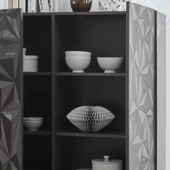 Wohnen Doppeltür Kommode in Dunkelgrau Hochglanz - Kuriasna