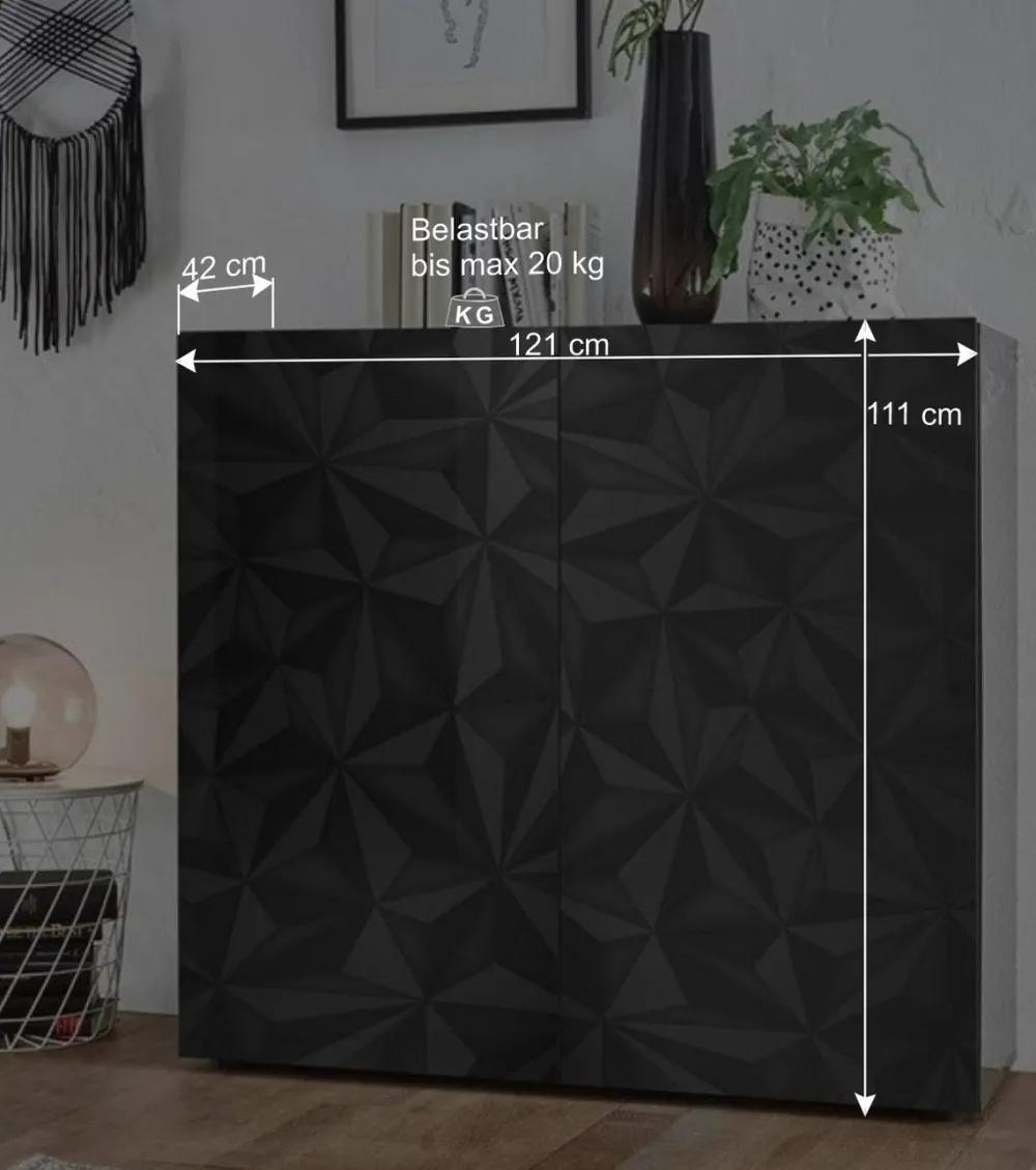 Wohnen Doppeltür Kommode in Dunkelgrau Hochglanz - Kuriasna