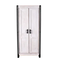 Wohnen Garderobenschränke*Doppeltür Schrank in Weiß & Schwarz - Crenada