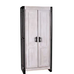 Wohnen Garderobenschränke*Doppeltür Schrank in Weiß & Schwarz - Crenada