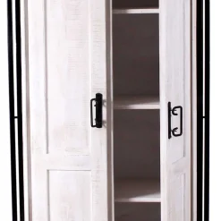 Wohnen Garderobenschränke*Doppeltür Schrank in Weiß & Schwarz - Crenada