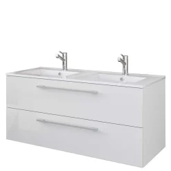 Wohnen Doppel-Waschbecken Waschtisch in Weiß - Matsu (zweiteilig)