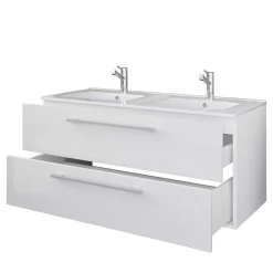 Wohnen Doppel-Waschbecken Waschtisch in Weiß - Matsu (zweiteilig)