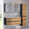 Wohnen Glasmöbel|Badezimmer Komplett*Doppel-Waschplatz & Badezimmerschränke - Endely (dreiteilig)