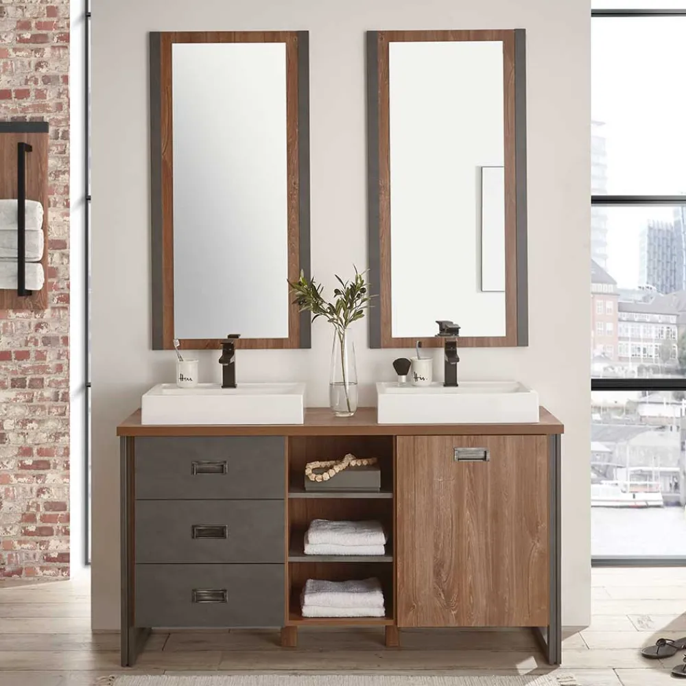 Wohnen Doppel-Waschplatz & zwei Spiegel - Forawas (dreiteilig)