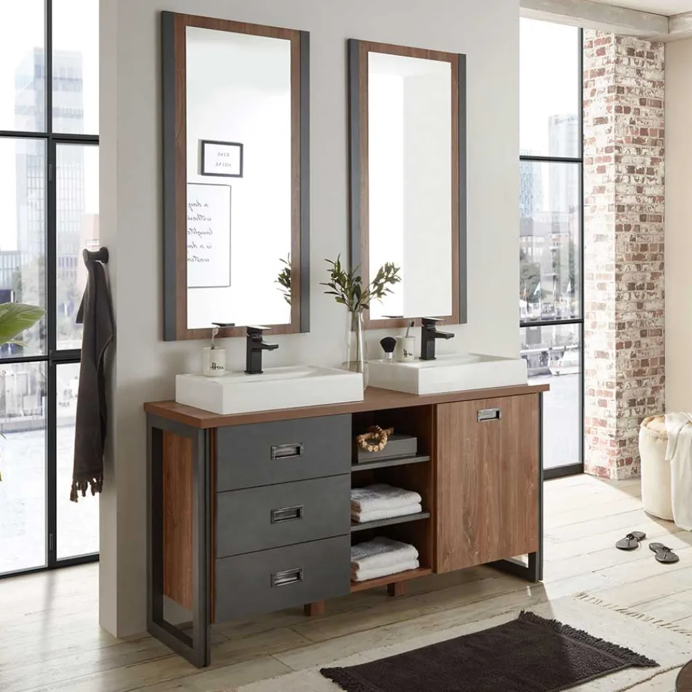 Wohnen Doppel-Waschplatz & zwei Spiegel - Forawas (dreiteilig)