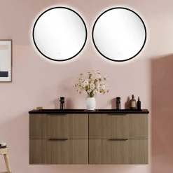 Wohnen Badezimmer Komplett*Doppel-Waschplatz mit Lichtspiegeln Set - Ucaida (dreiteilig)