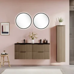 Wohnen Badezimmer Komplett*Doppel-Waschplatz mit Lichtspiegeln Set - Ucaida (dreiteilig)