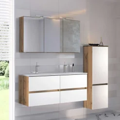 Wohnen Doppel-Waschtisch & Bad Schränke - Maklesa I (dreiteilig)