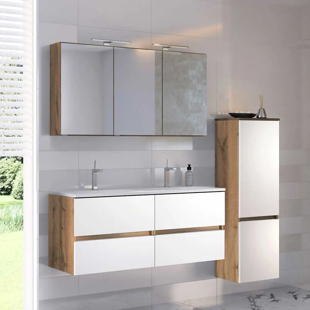 Wohnen Doppel-Waschtisch & Bad Schränke - Maklesa I (dreiteilig)