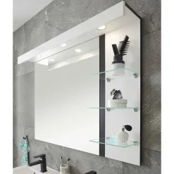 Wohnen Doppel-Waschtisch & LED Spiegel - Ingmesan (zweiteilig)