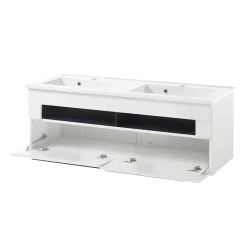 Wohnen Doppel-Waschtisch & LED Spiegel - Ingmesan (zweiteilig)