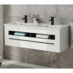 Wohnen Waschtisch|Waschbeckenunterschränke*Doppel-Waschtisch mit zwei Klappen - Ingmesan I